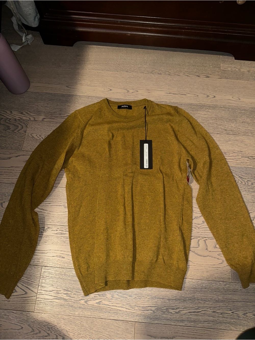 Alpha Studio Men's Mustard Yellow Crewneck Sweater